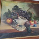 Still Life with Grapes and Game, signed, 1913