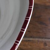 Large Sylvia Digoin Sarreguemines red flower Art Deco salad bowl