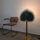 Monumental Valenti table lamp with fan palm leaf in bronze and brass, 1970s