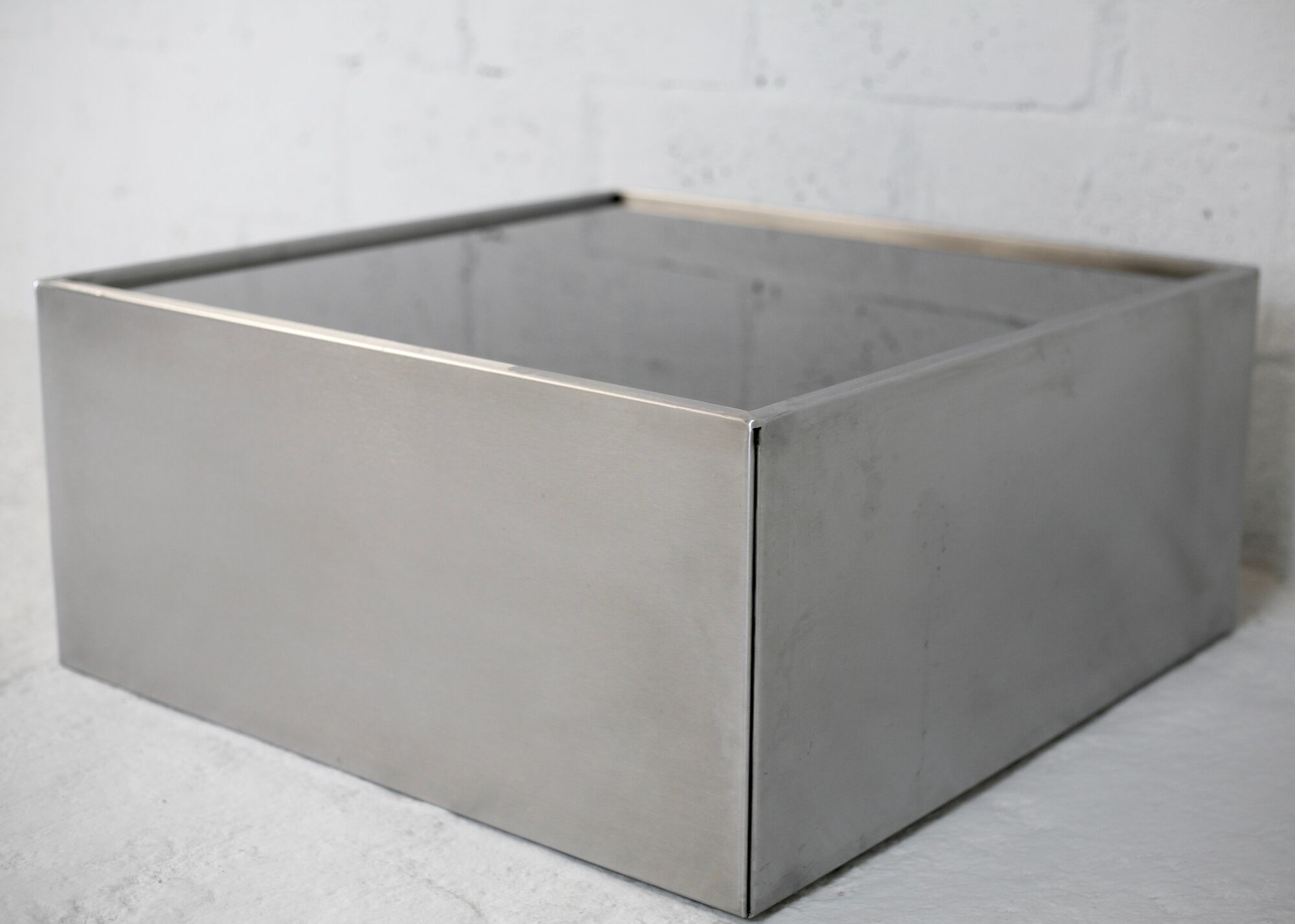 Steel coffee table and smoked glass, France, circa 1970