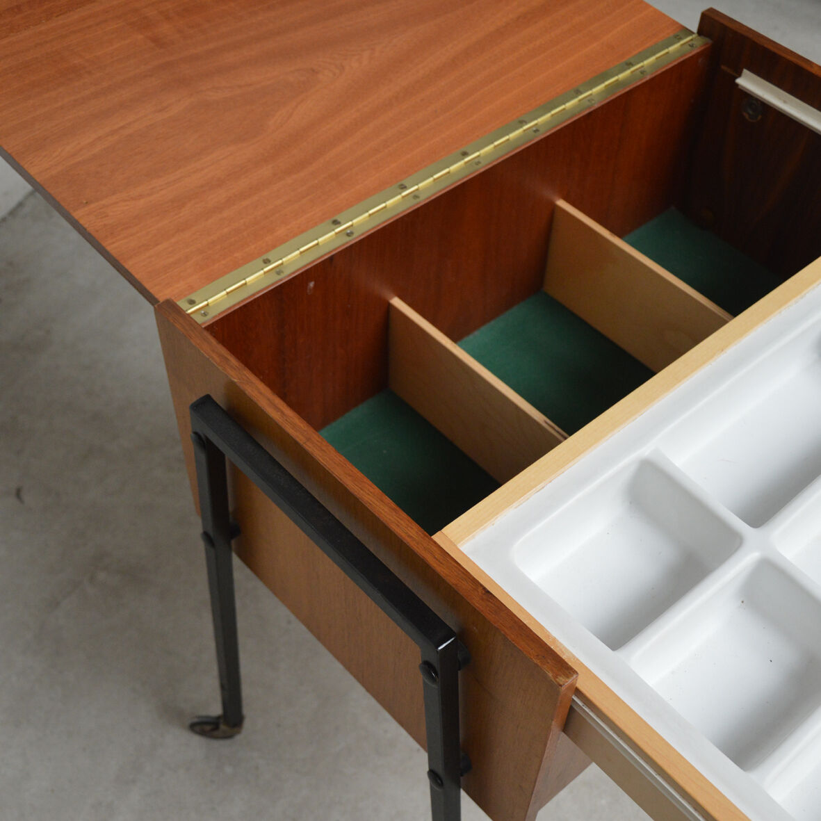 Wood and metal sewing box, 1960s