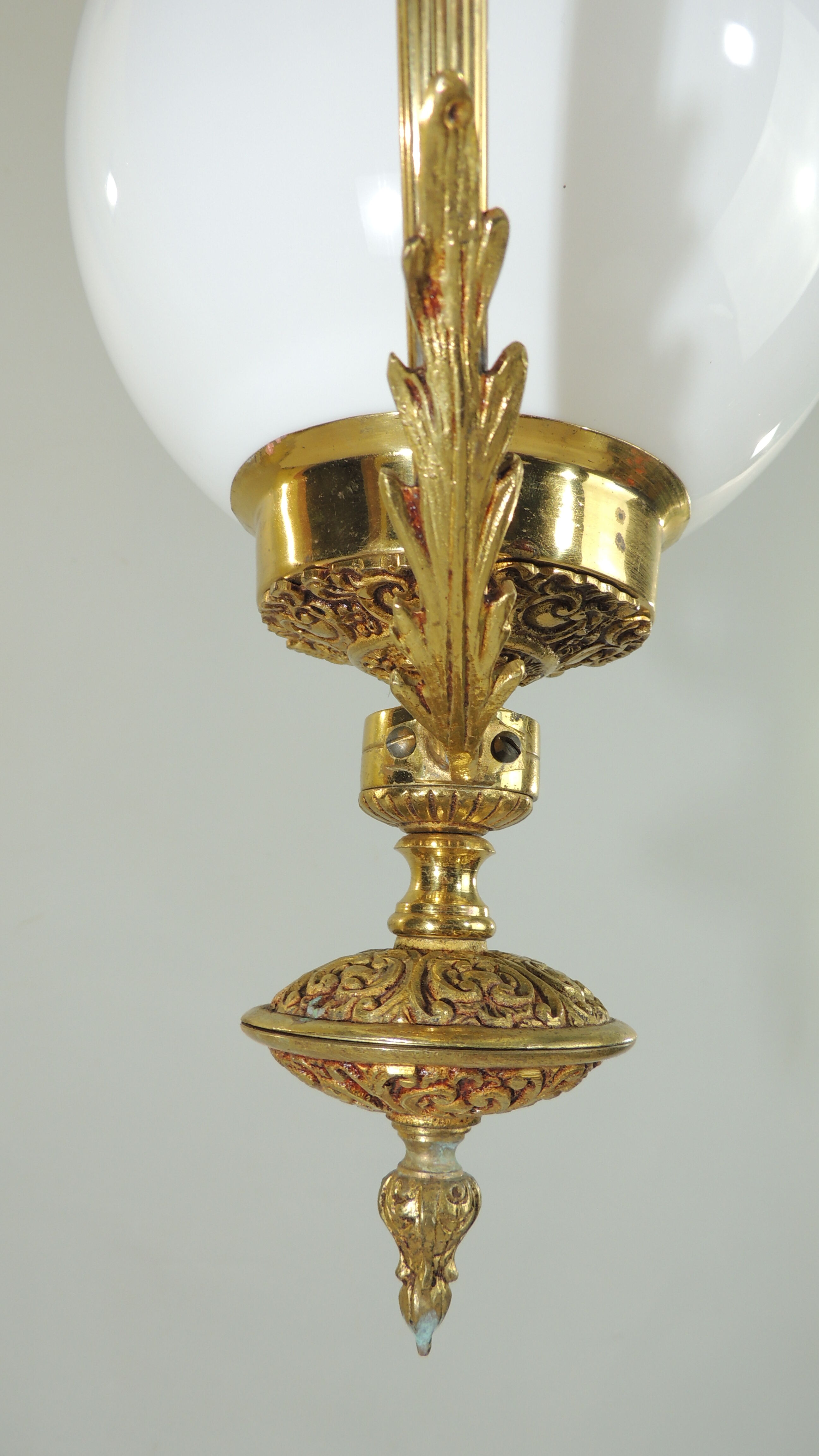 Suspension bronze brass and opaline / vintage