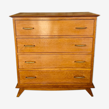 Commode 4 tiroirs, vintage, sur pieds compas, années 60