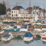 Gouache by Henri REITER (born in 1938). Normandy port.