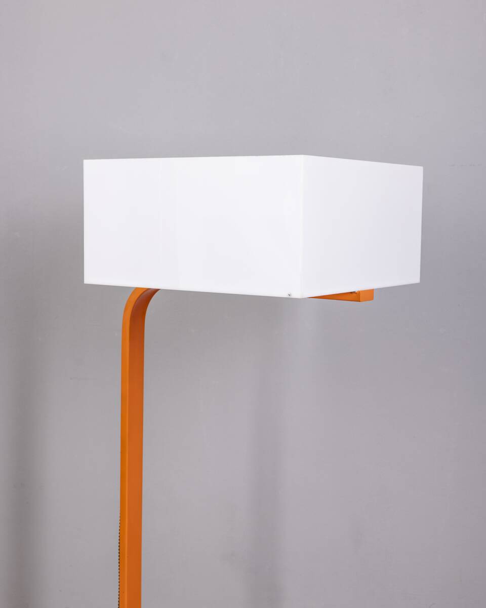 Vintage Space Age Italian Orange Metal and Acrylic Glass Floor Lamp, 1970s