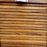 1950s oak filing cabinet with sliding curtains