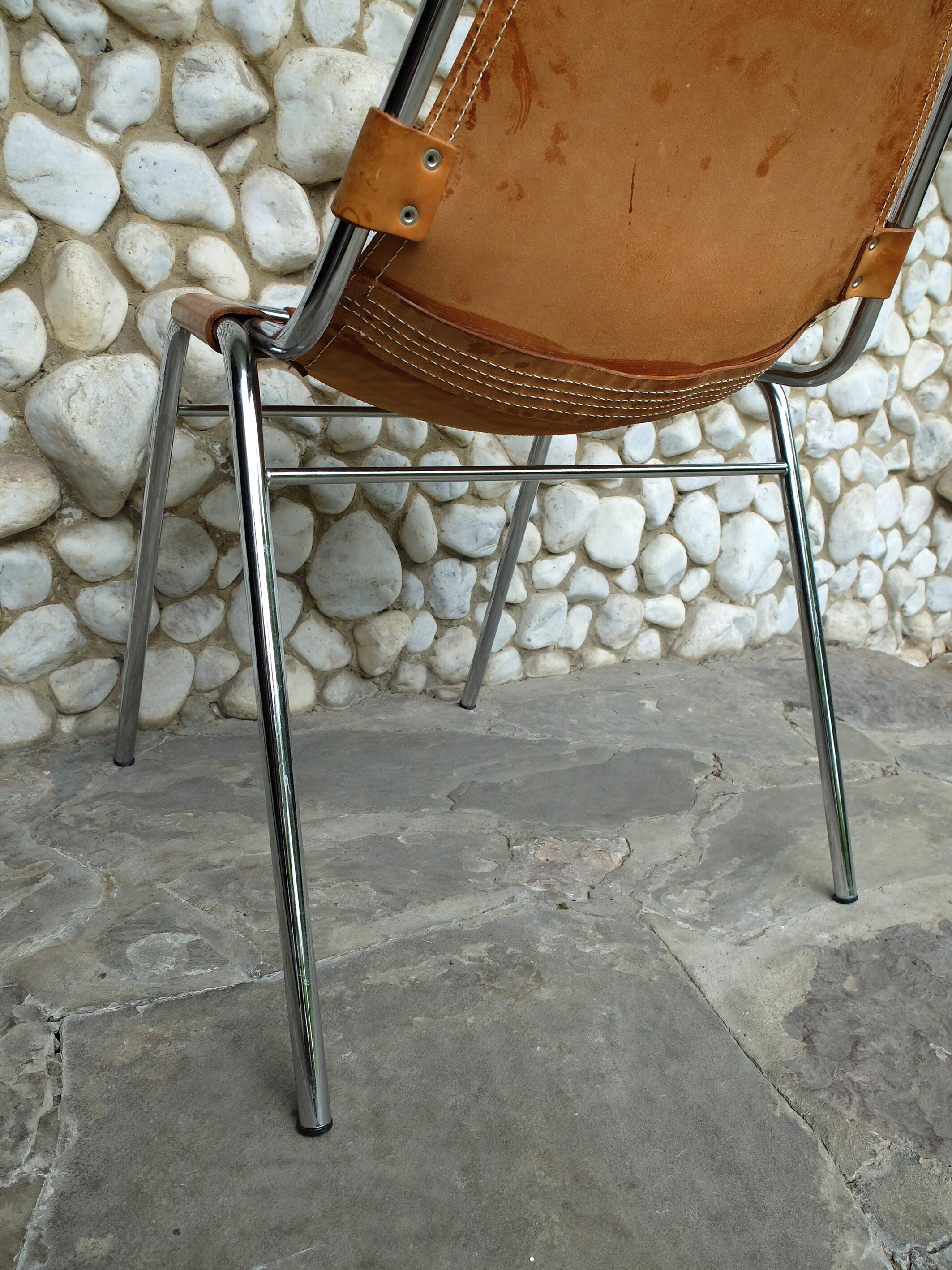 Chaise vintage Les Arcs en cuir, éditée par Dal Vera