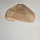Small rattan lampshade in the shape of a braided hat
