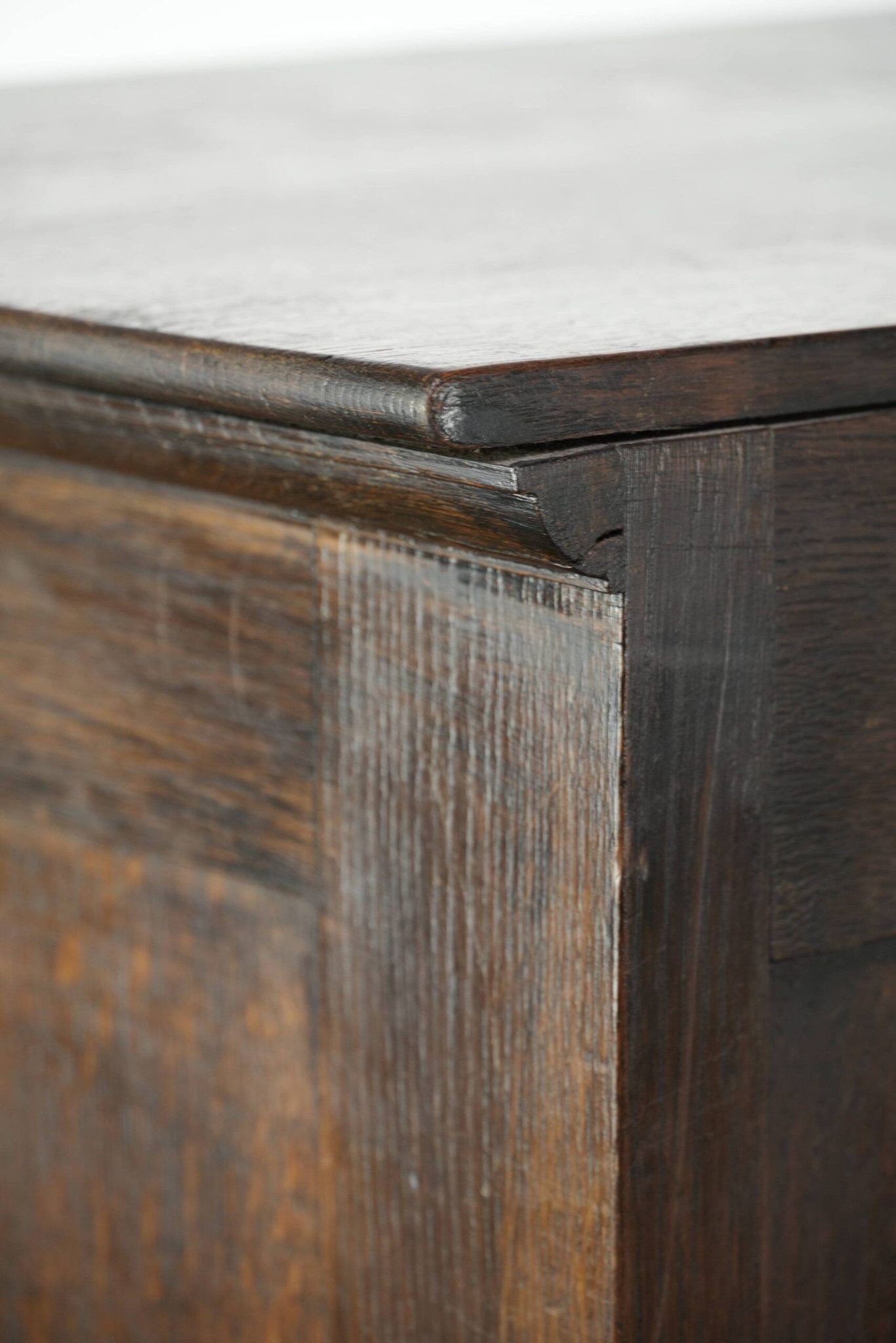 English antique archive cabinet with oak roll-up door from the 20th century