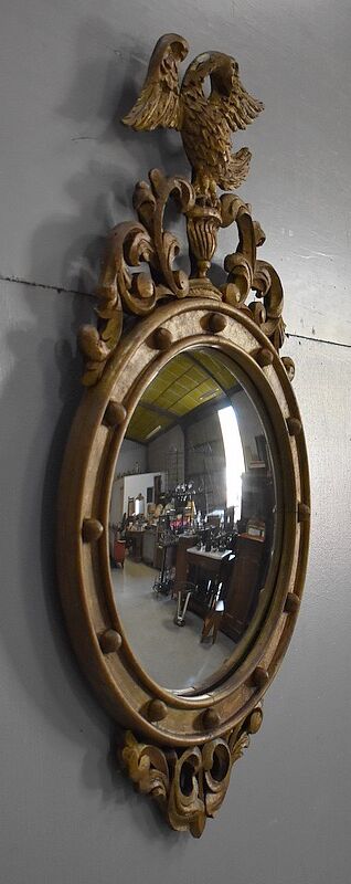 Ancient golden wood witch mirror - late 19th century