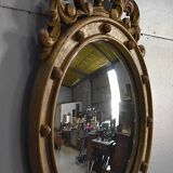 Ancient golden wood witch mirror - late 19th century