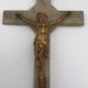 Vintage onyx stone wall crucifix and gold metal christ