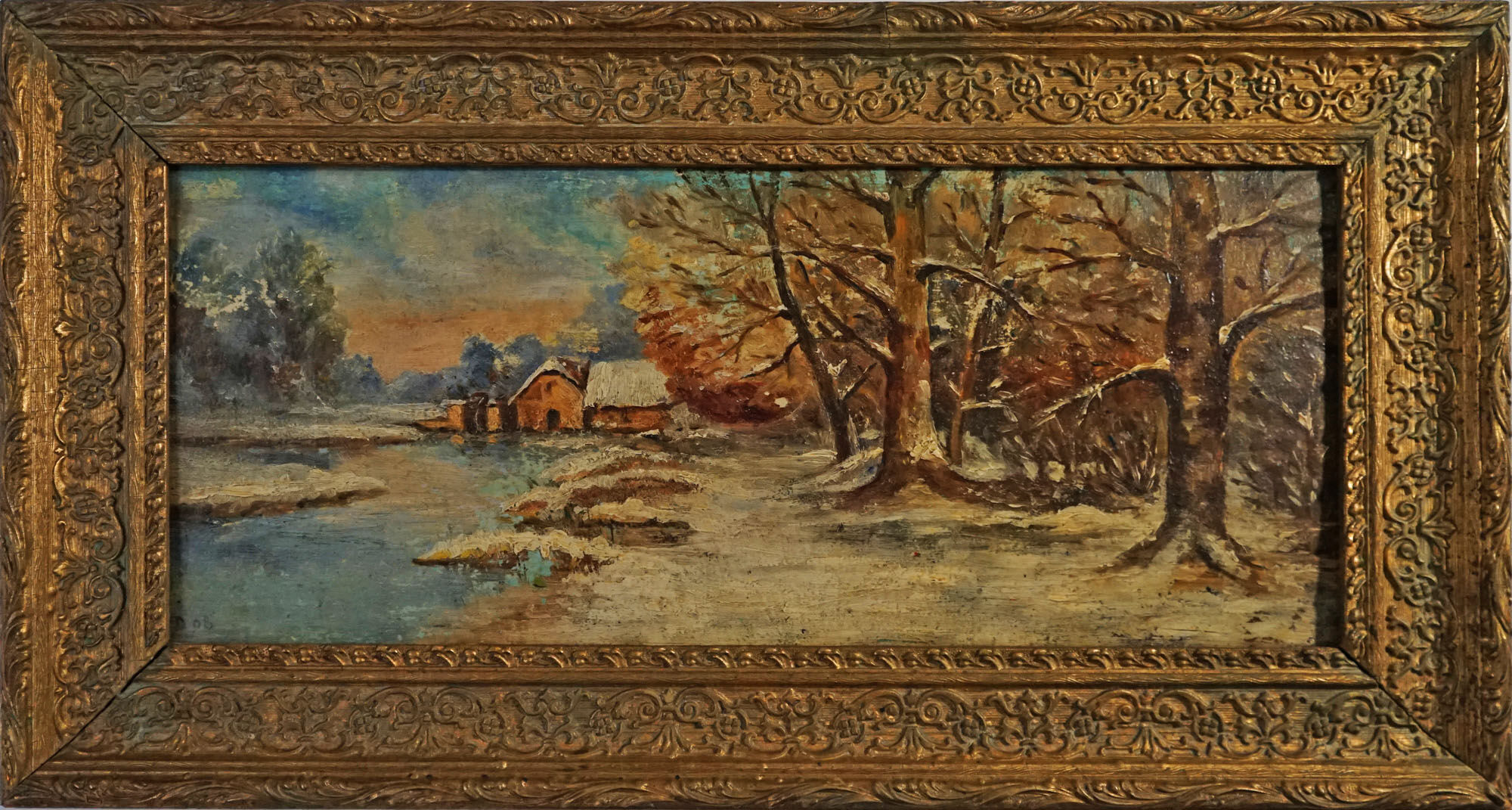 "It snowed" oil on panel