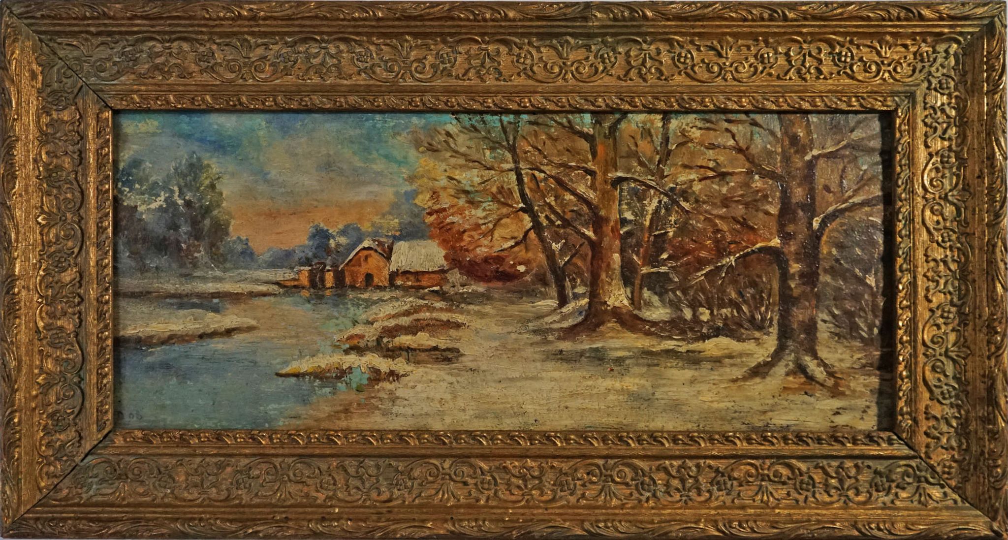 Huile sur panneau "il a neigé"