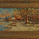 "It snowed" oil on panel
