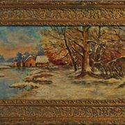 Huile sur panneau "il a neigé"