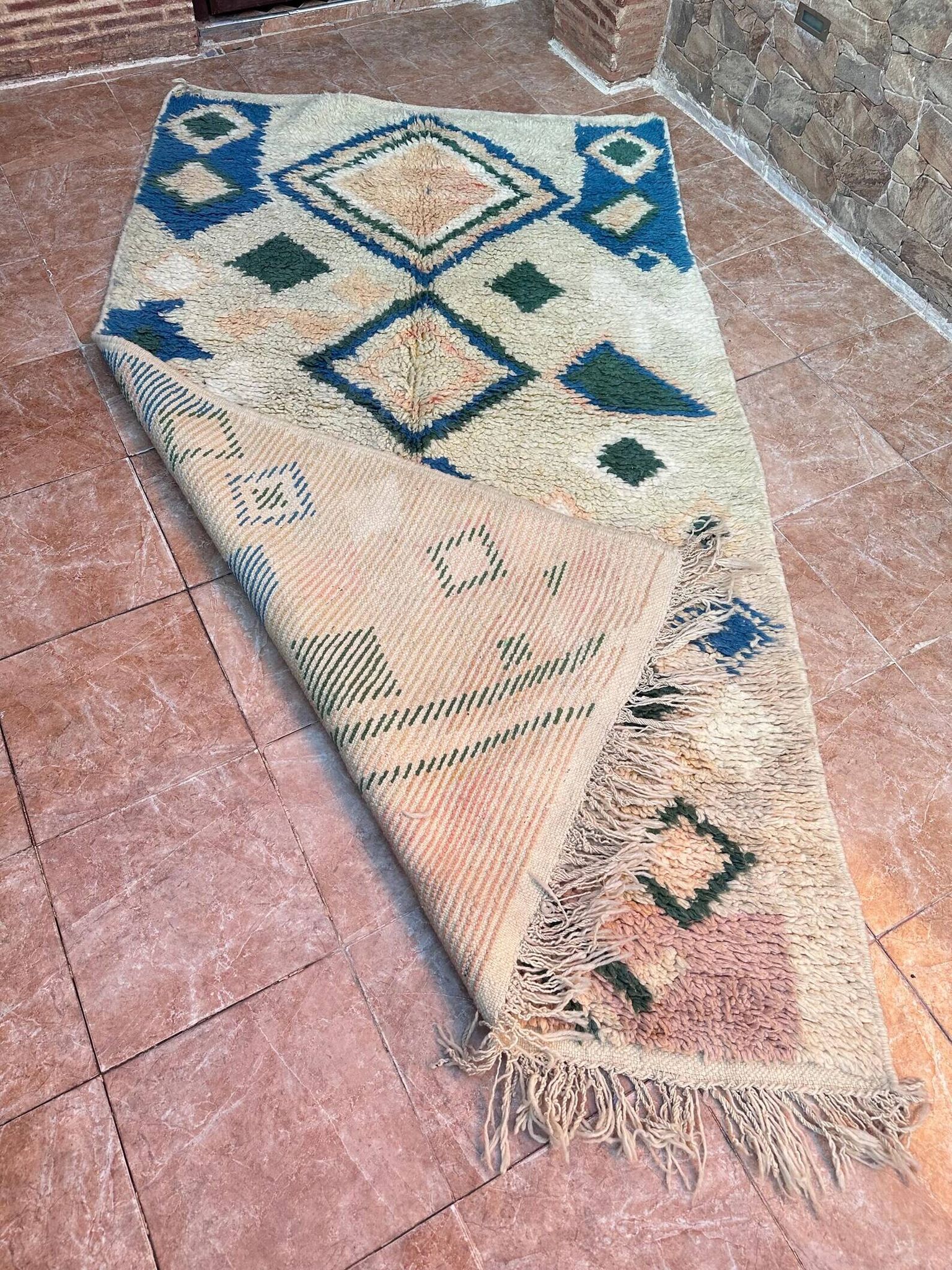 Authentic Moroccan Berber rug, Azilal brand new and colorful, 243x140cm