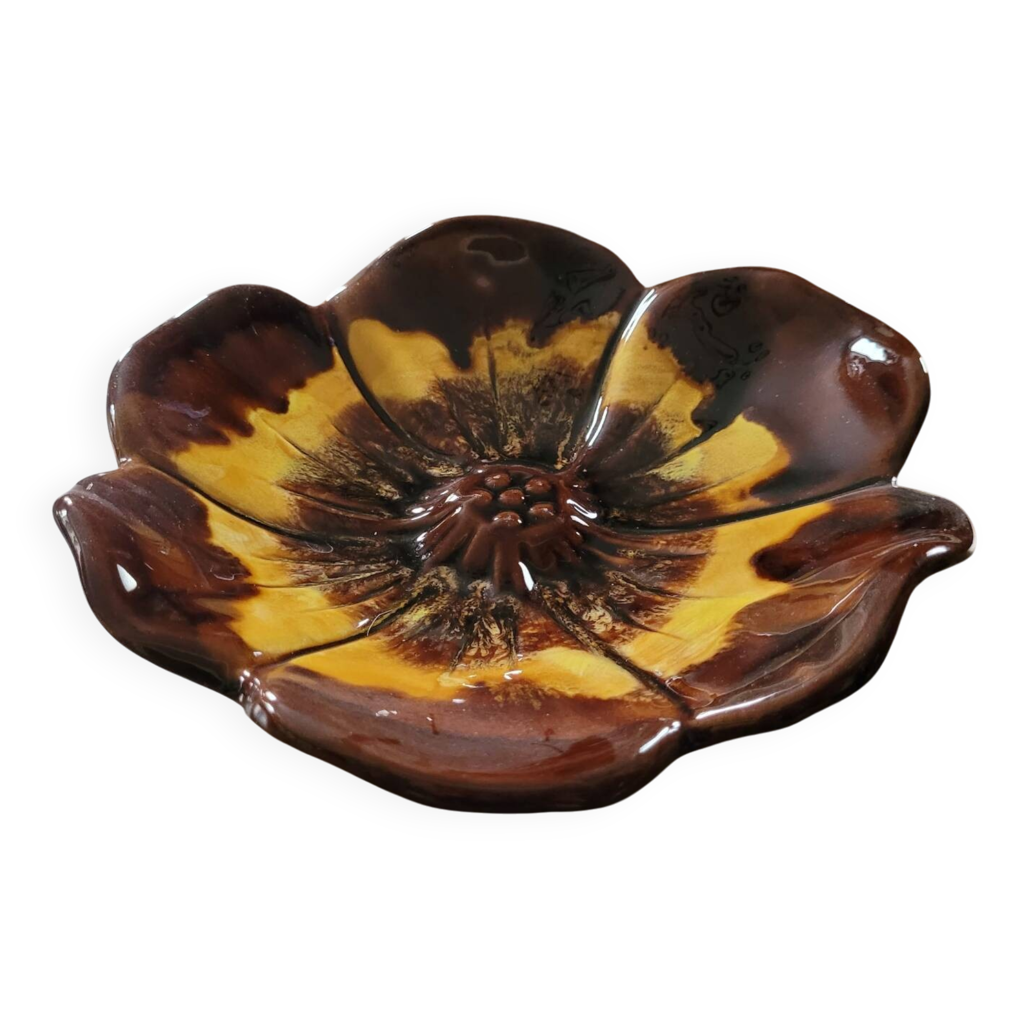 Vintage enamelled ceramic “flower” pocket emptier from the 60s/70s