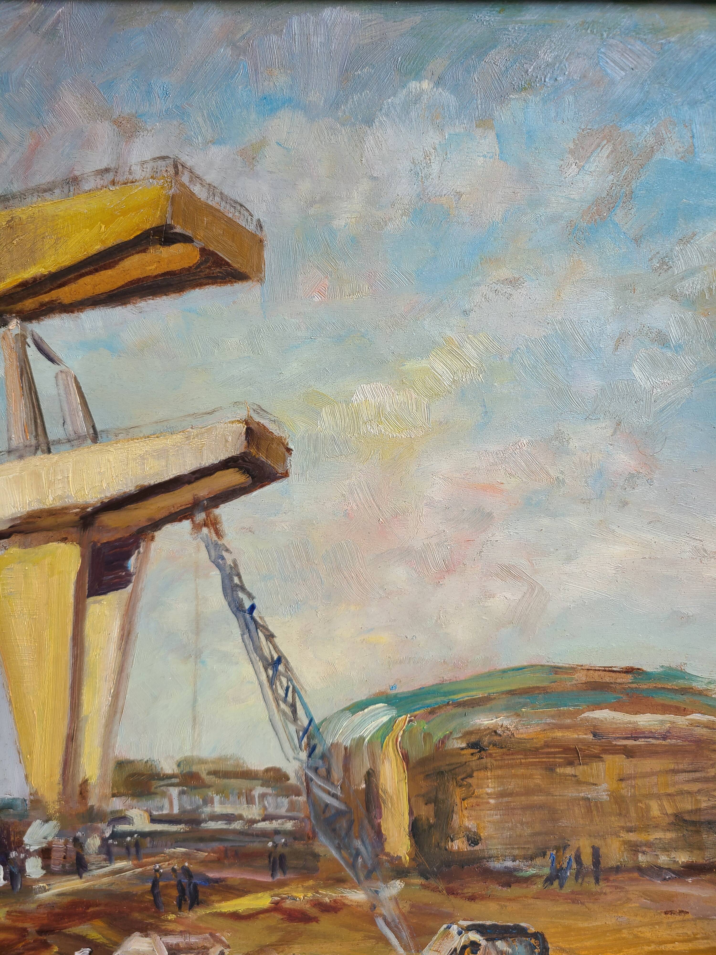 Painting 1965 industrial construction site