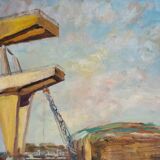 Painting 1965 industrial construction site