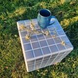 Gray tiled cube