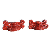 Bougeoirs en céramique artisanale bordeaux