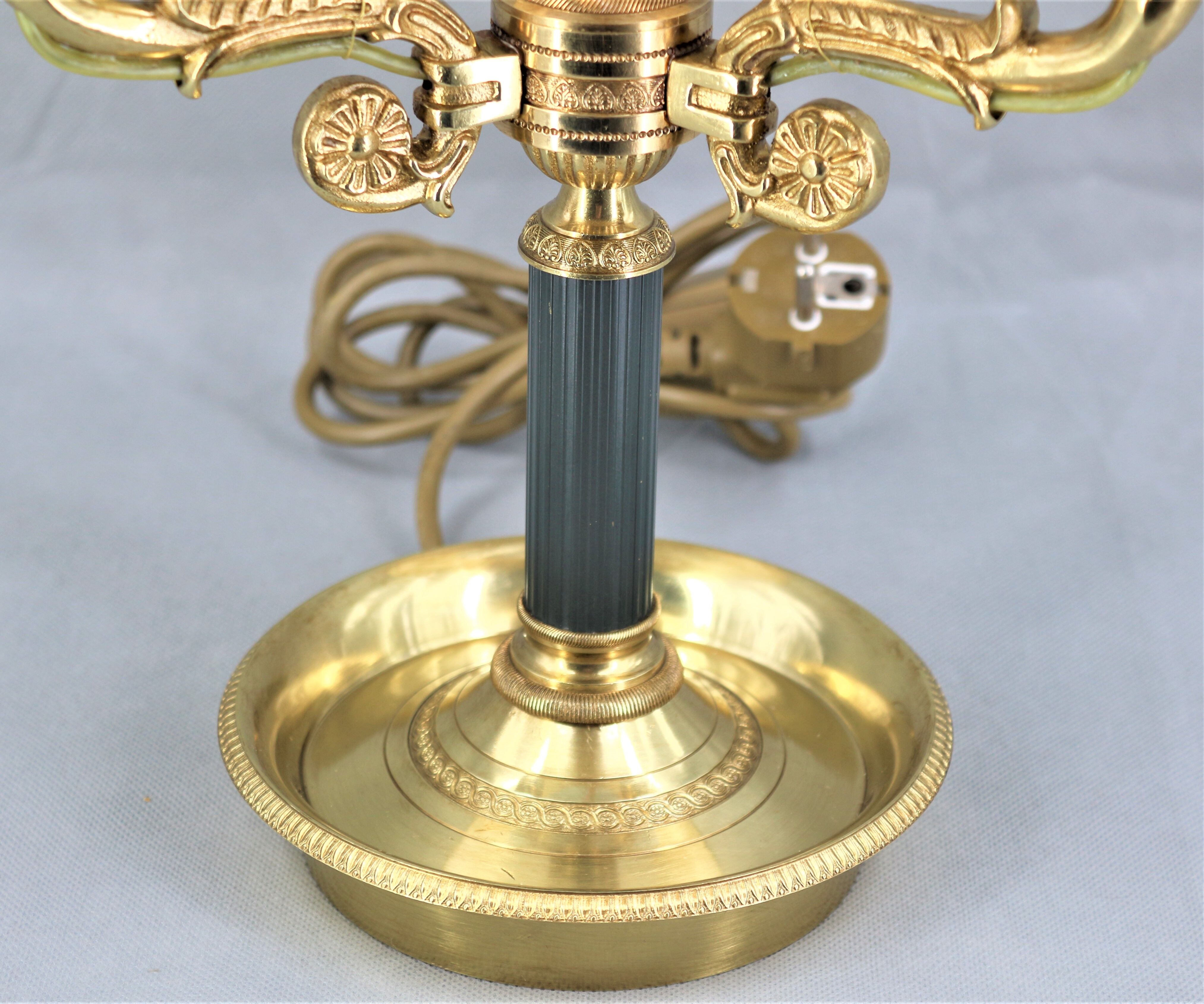 Solid bronze hot water bottle lamp empire style "Lucien Gau"