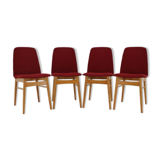 1960s Set of Four Elm Dining Chairs,Czechoslovakia