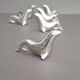 6 sea lion/seal knife holders, in silver-plated metal, circa 1950