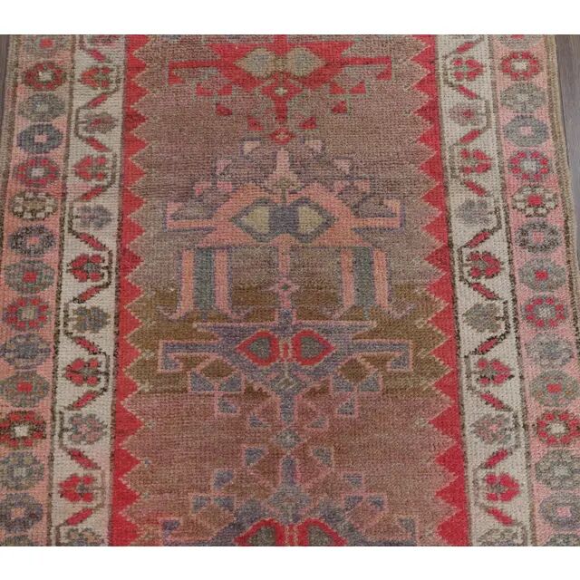 Vintage Turkish Hand-Knotted Pink Runner Rug 90x388