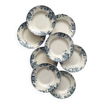 8 assiettes creuses en terre de fer « Marie Louise » Saint Amand et Hamage
