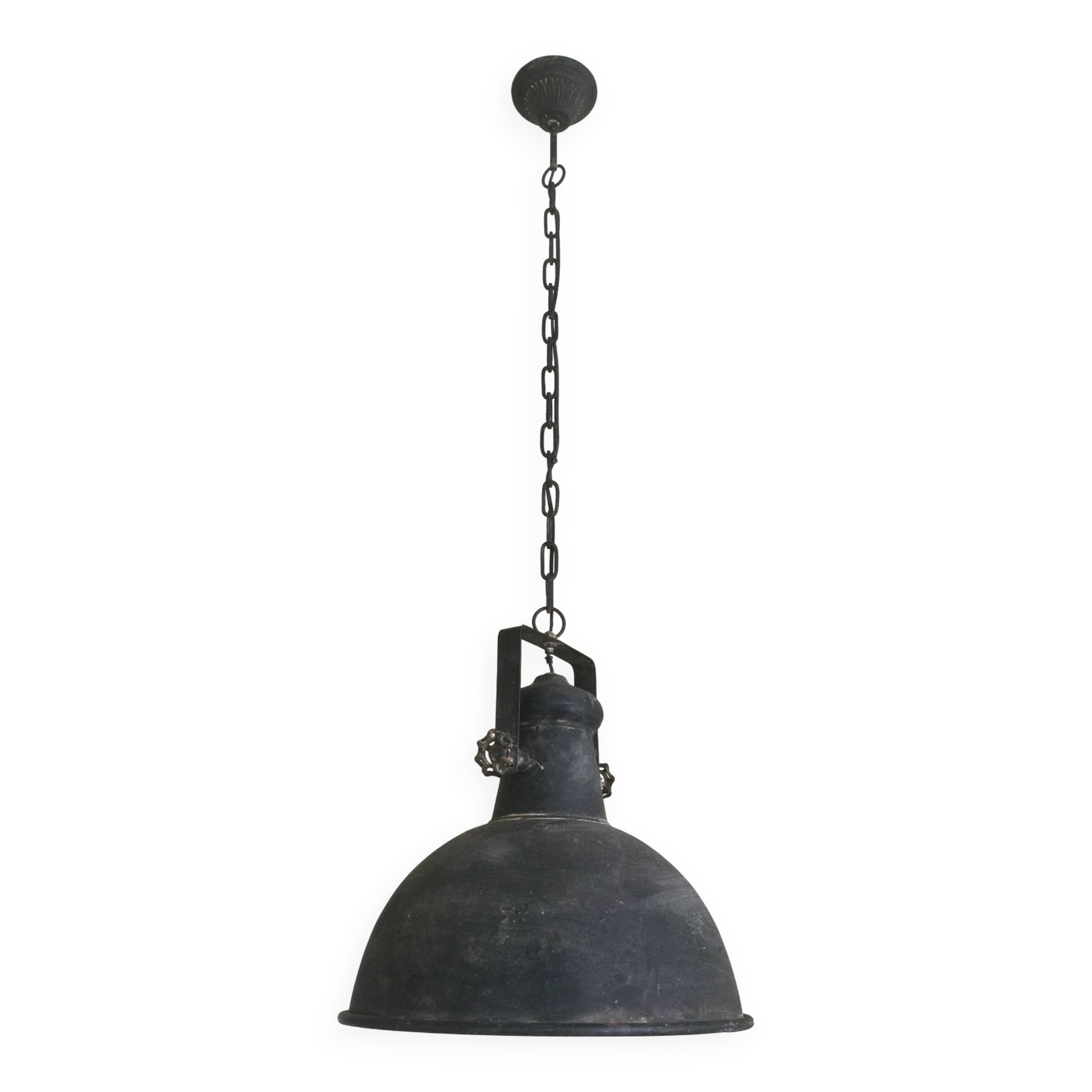 Large round sheet metal pendant light