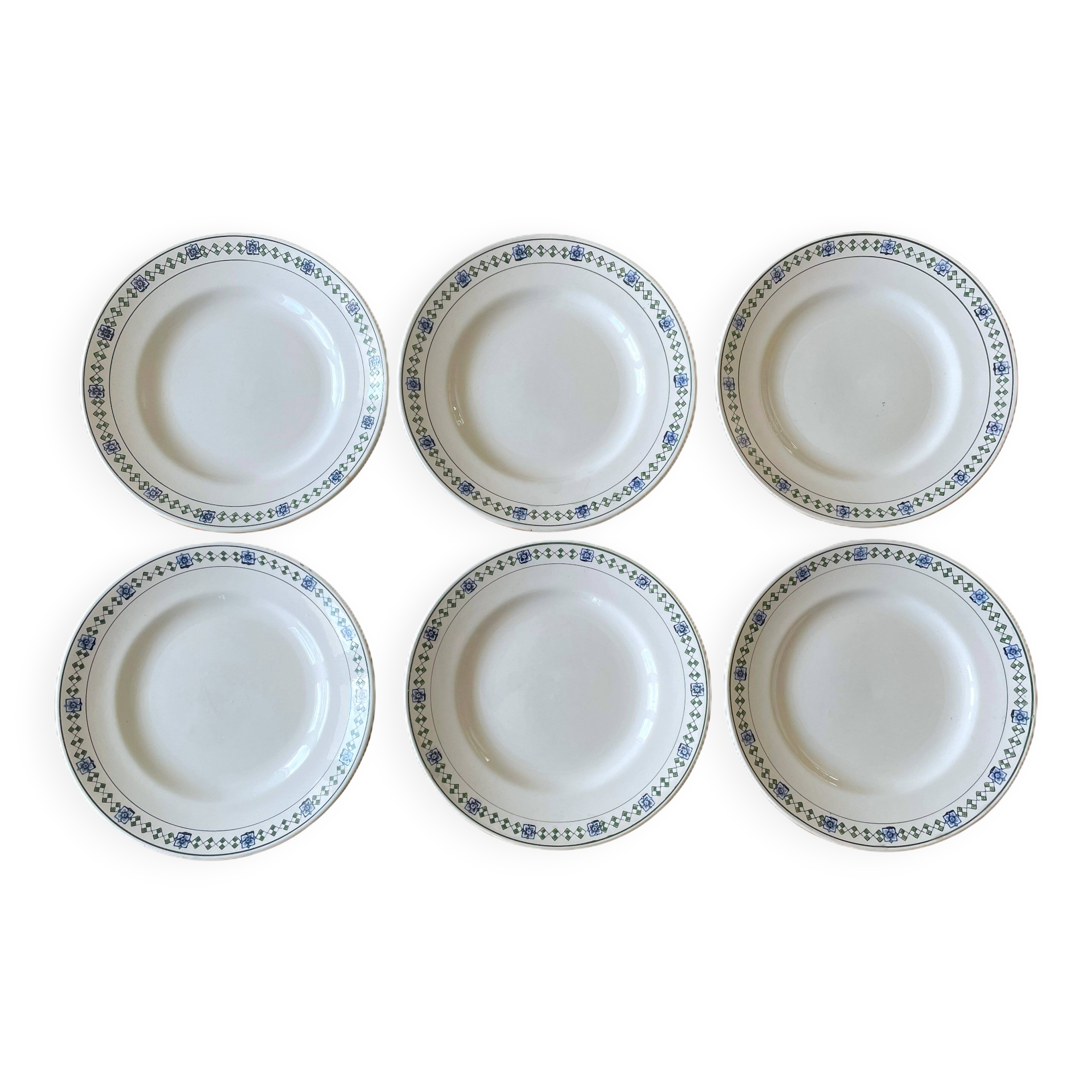 Antique flat earthenware plates from Saint-Amand (North)