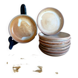 8 small dessert plates in raw and refined stoneware, vintage.