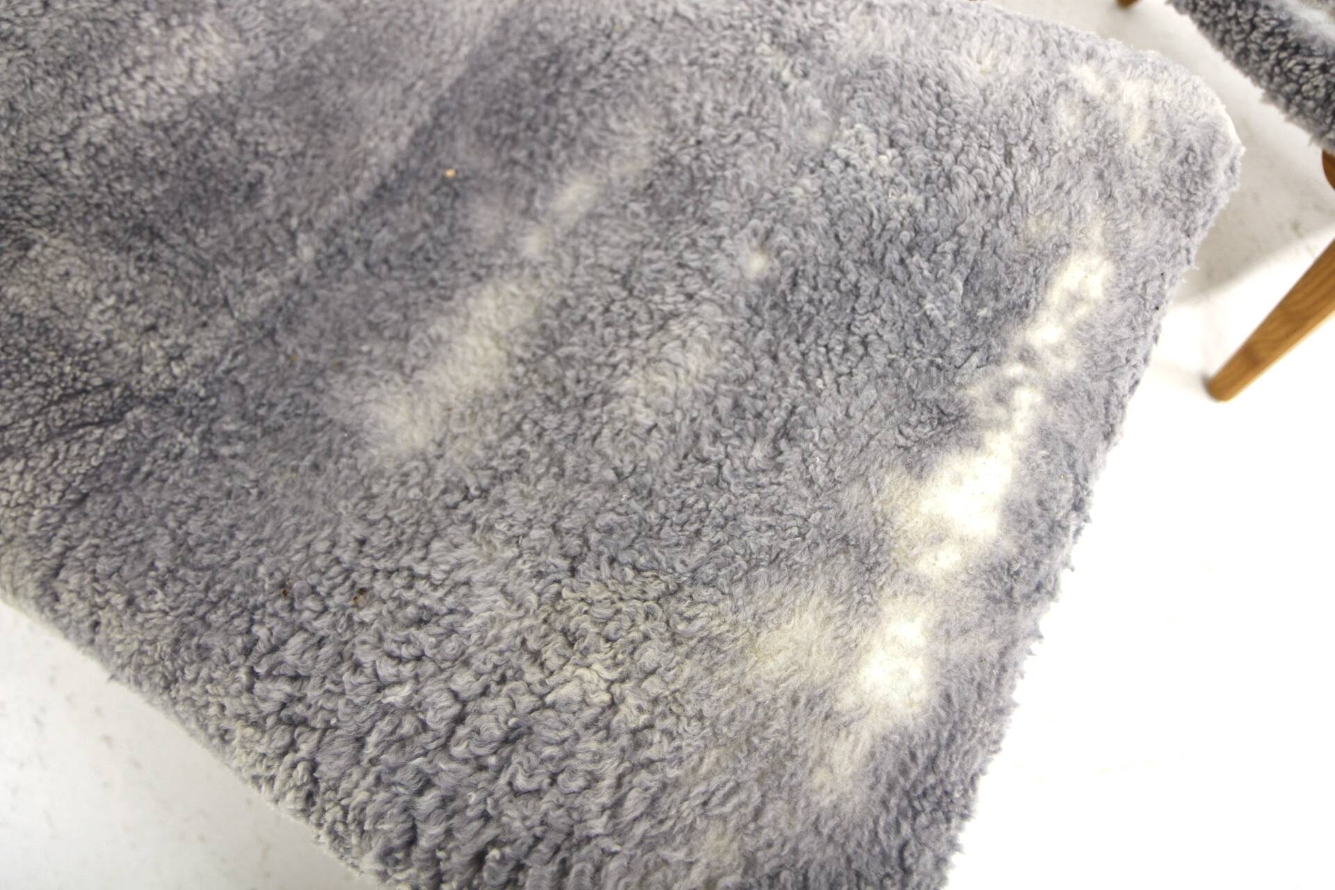 Scandinavian sheepskin armchair and footstool, Sweden, 1960