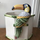 Vintage slip planter with Toucan decoration