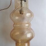 Large vintage brown glass hanging lamp