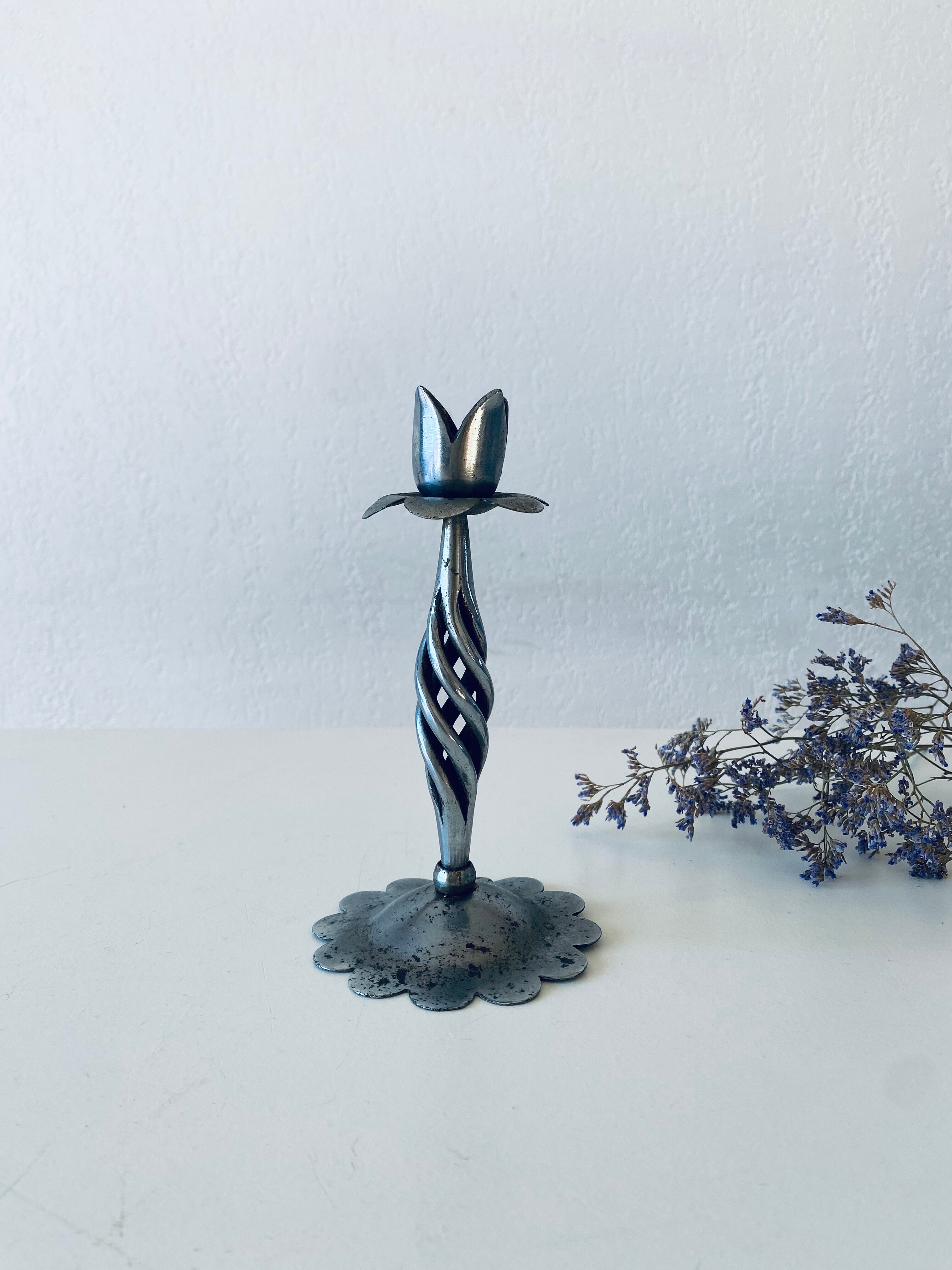 Iron flower candle holder