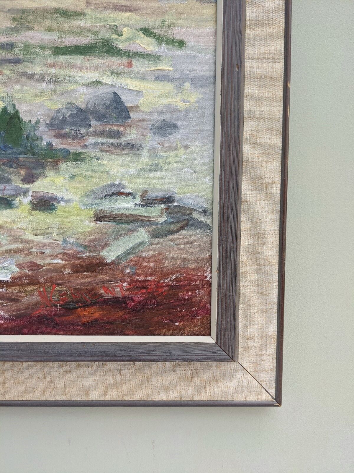 'Grasslands' - Vintage Mid Century Swedish Framed Oil Painting