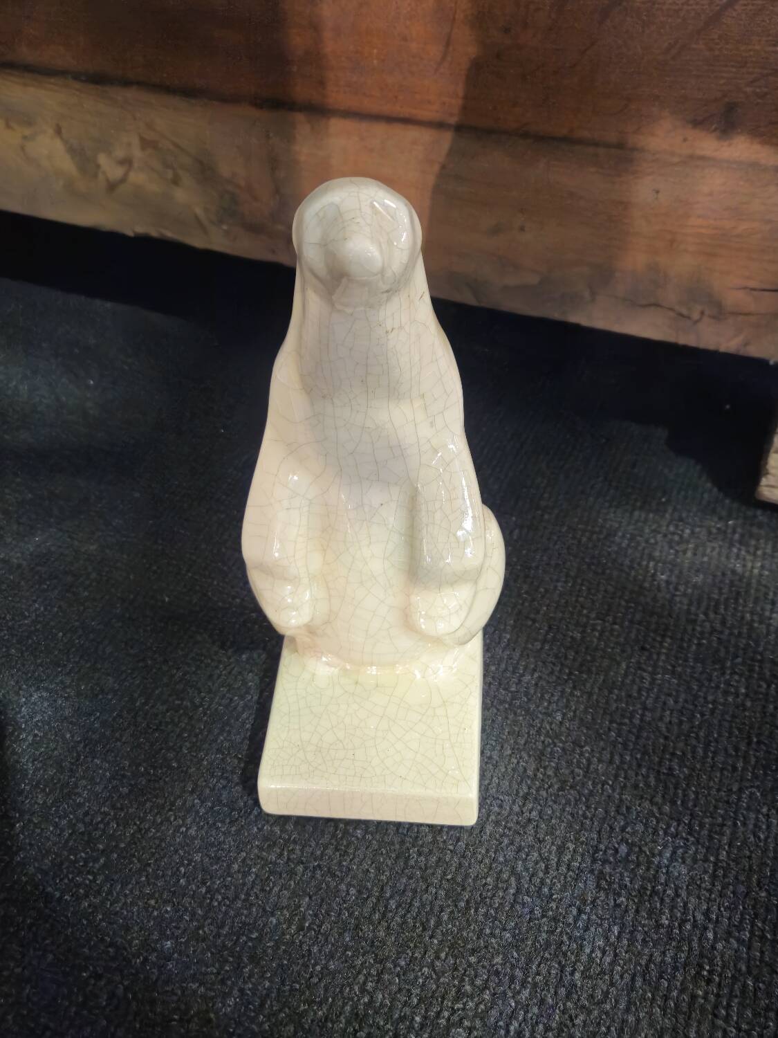 Art Deco Cracked Ceramic Polar Bear Statue