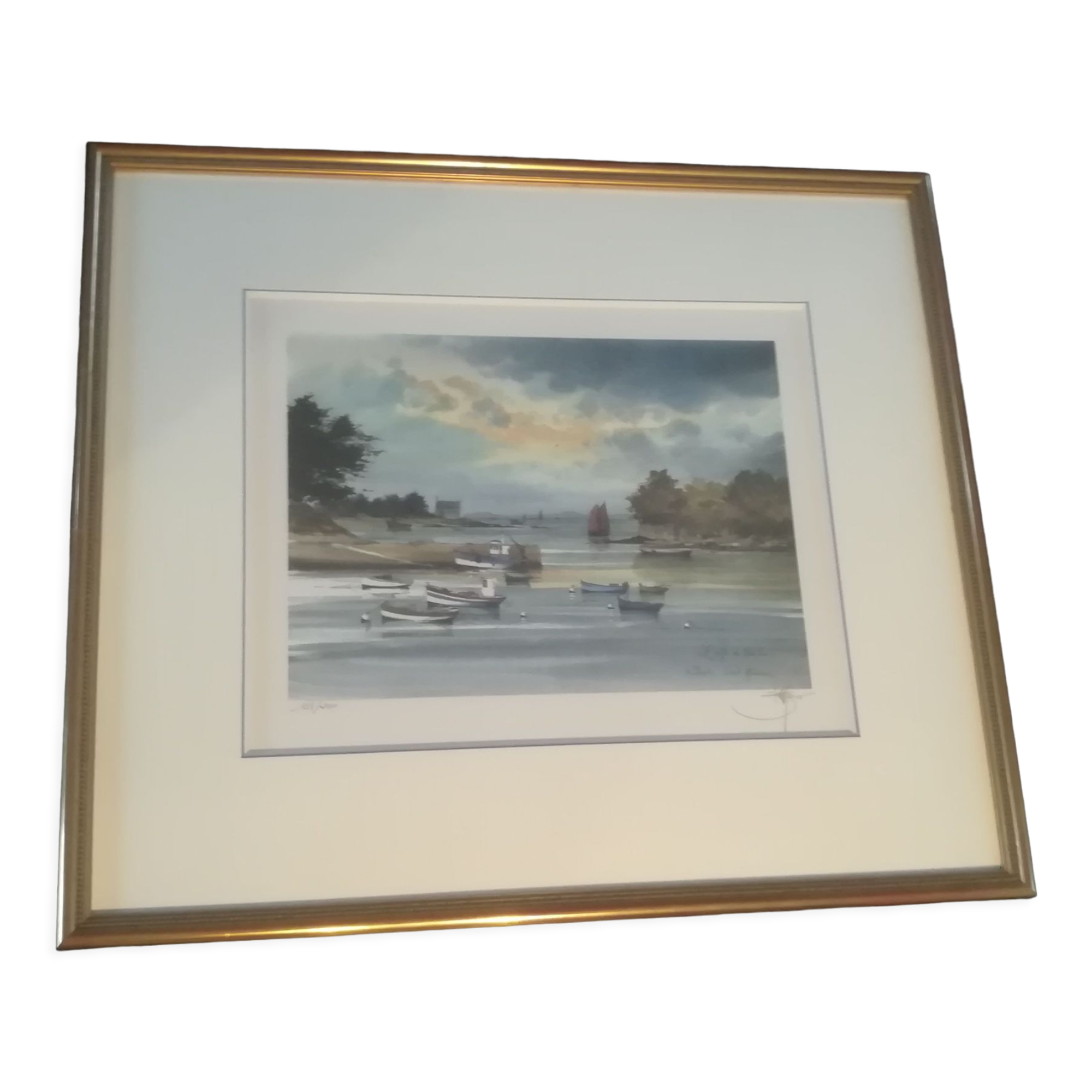 Marine lithograph signed Stéphane Lauro