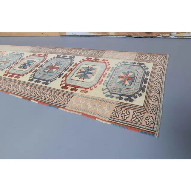 1970s Turkish Oushak Handmade Runner Rug 73x245