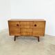 Mid-century teak sideboard, 2 doors 4 drawers — brutalist spirit