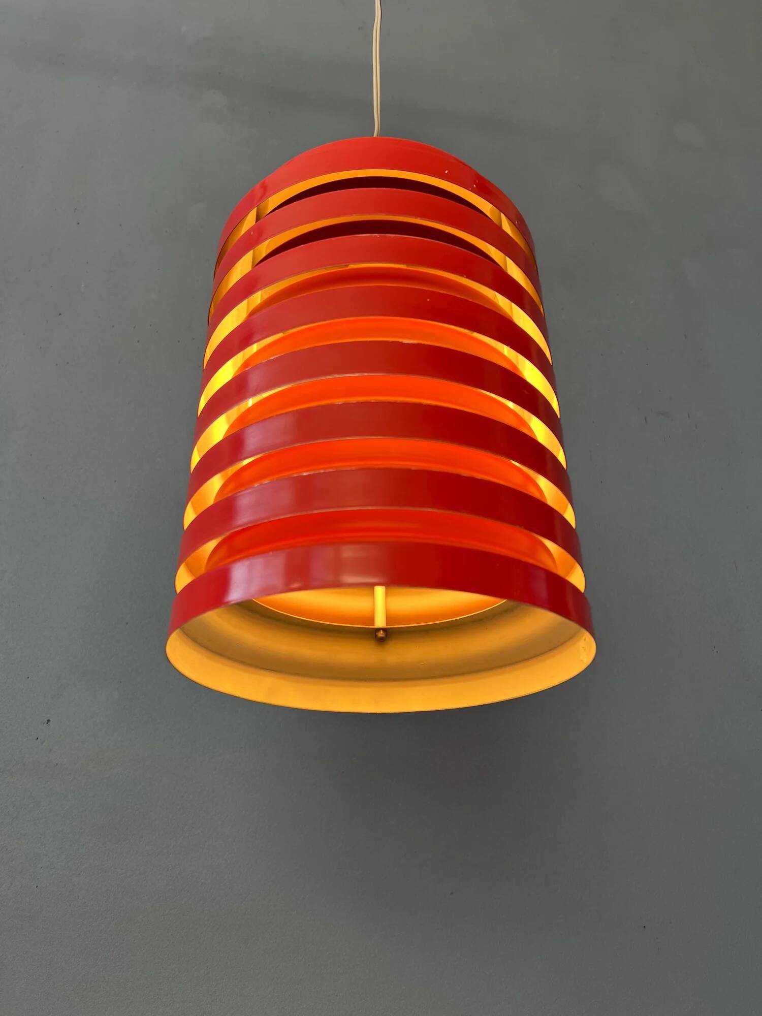 Vintage red Danish mid-century pendant lamp