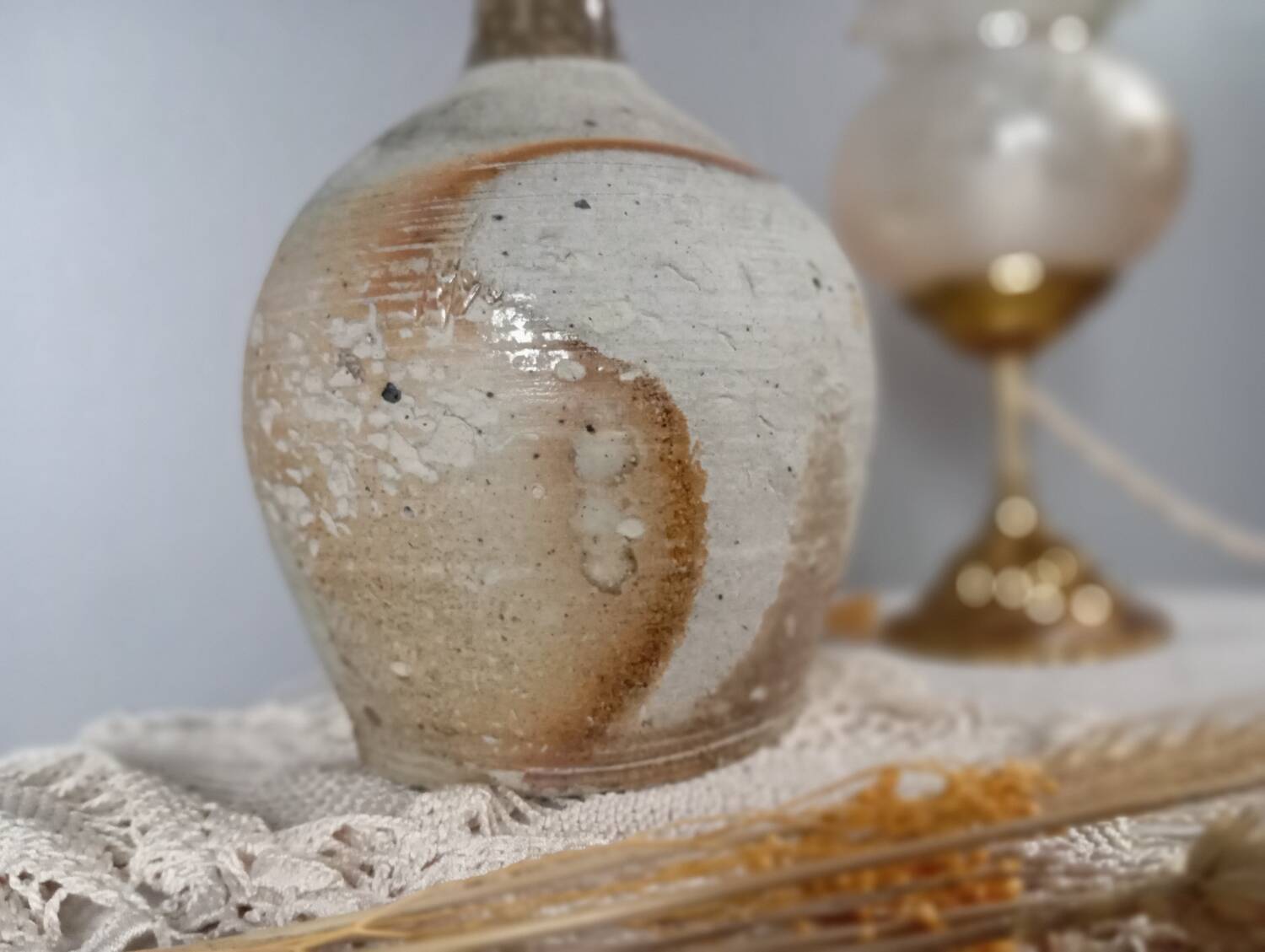 Cruche poterie antique grès brut imparfait, 18/19eme