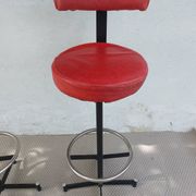 pair of high stools, leather, vintage, industrial
