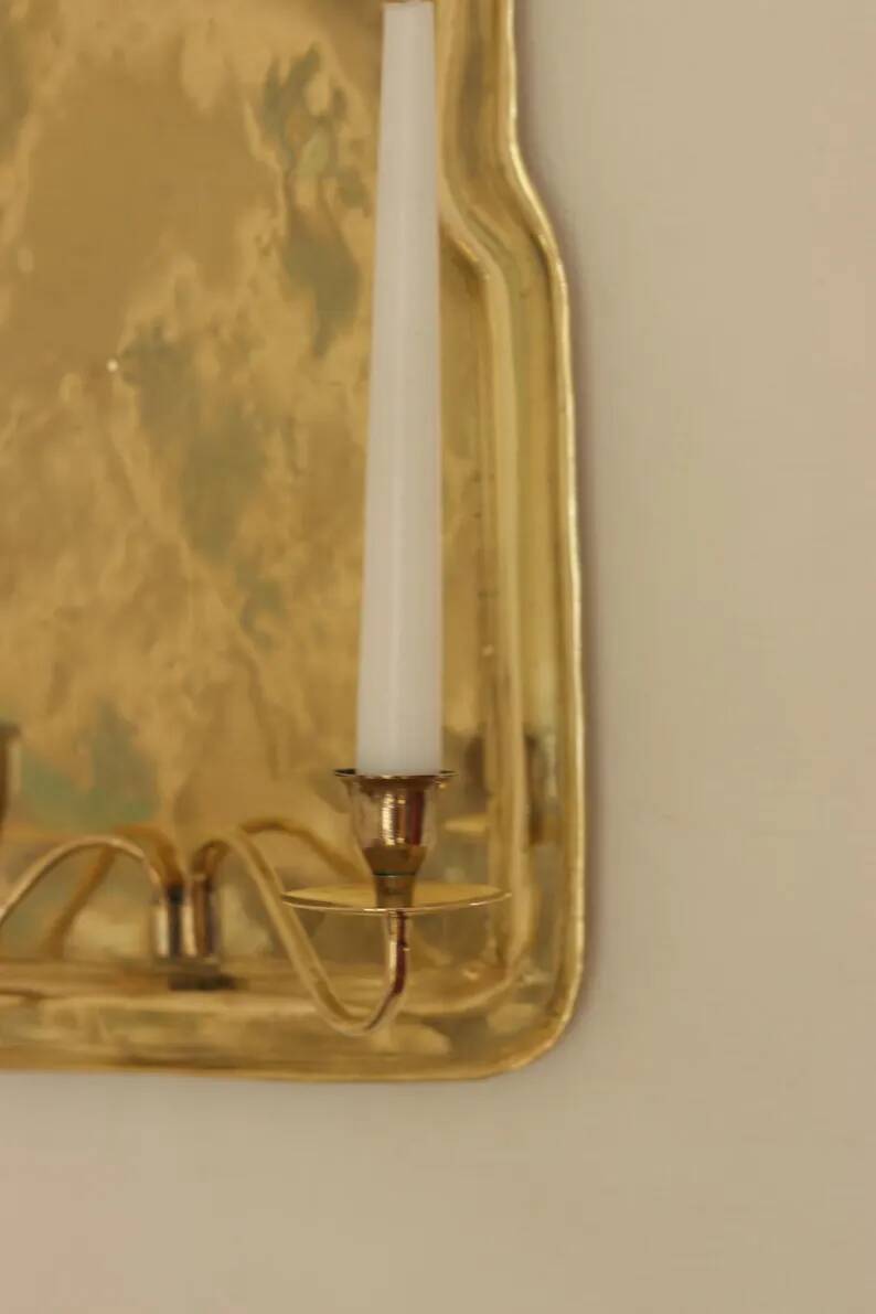 Pair of Swedish Mid Century Brass Wall Sconces