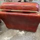 living room in patinated leather and brass from the 80s