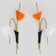Pair of Mid-Century orange and white Arum wall sconces, Italy, 1950s