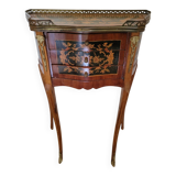 Louis XV bedside table or gueridon with floral motifs, 19th century.